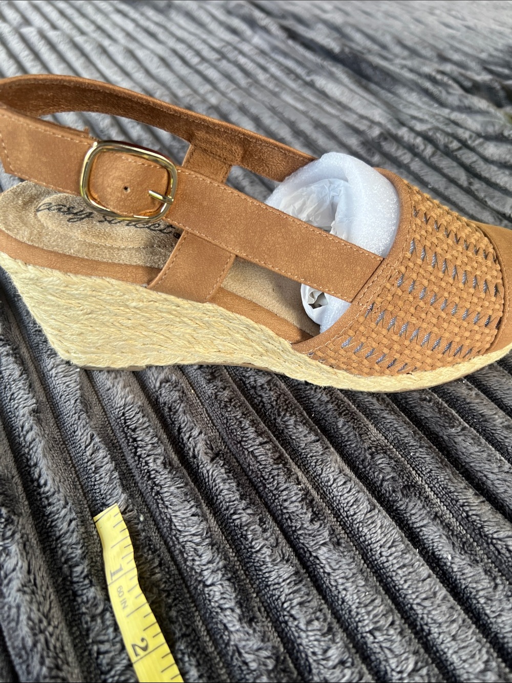 Women's Brown Woven Espadrille Wedge Sandals - New in Box - Picture 3 of 5